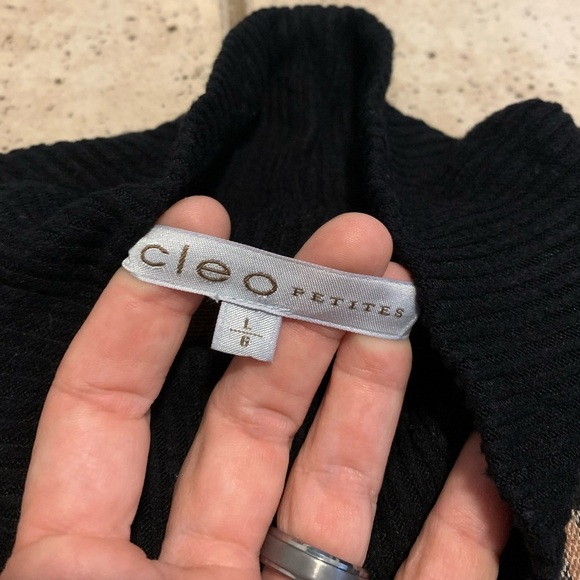 Cleo Petites Plaid Tunic Sweater Mock Neck Black Ribbed Knit Sides L/G - Picture 5 of 7